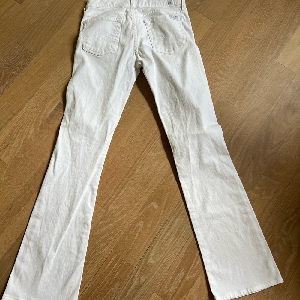 7 For All Mankind White Flare Wide Leg Jeans